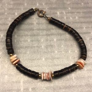 Brown anklet with pooka shells
